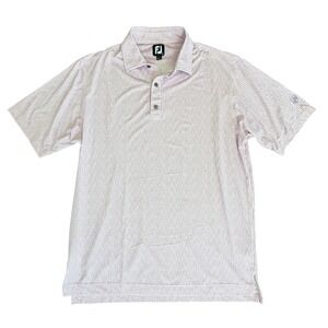 FootJoy PGA Tour Geometric Polo Shirt Mens L Purple Performance Golf Preppy
